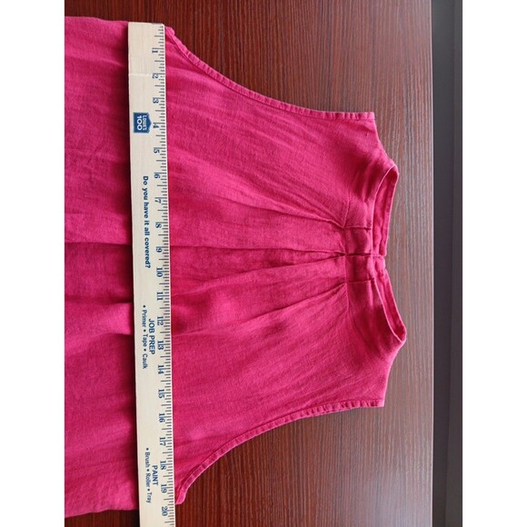 Vanessa Zani Linen Midi Shift Dress Large Red 100% Linen Sleeveless Italian EUC - Picture 5 of 6